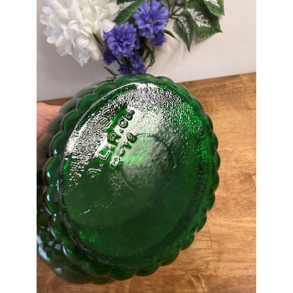 Vintage Randall Glass ALR Co Forest Green Ribbed Planter Bowl Art MCM Decor - Picture 8 of 8